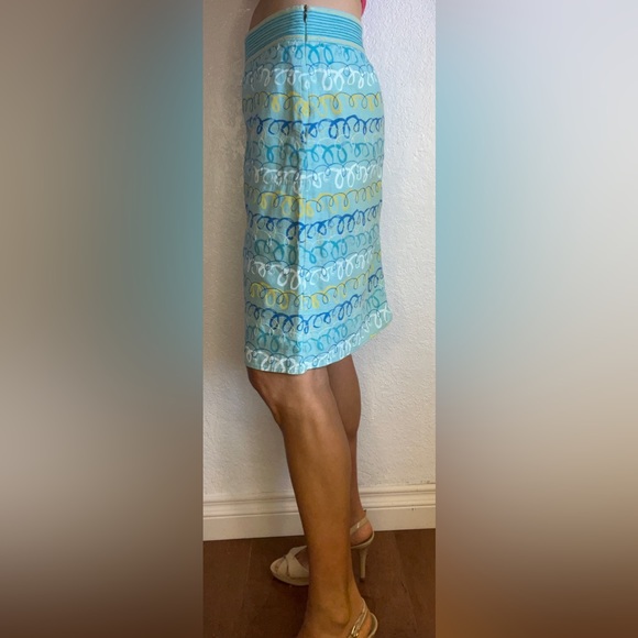 White Stuff 90s Vintage Linen A-lined Midi Skirt Blue (10) - Picture 5 of 16